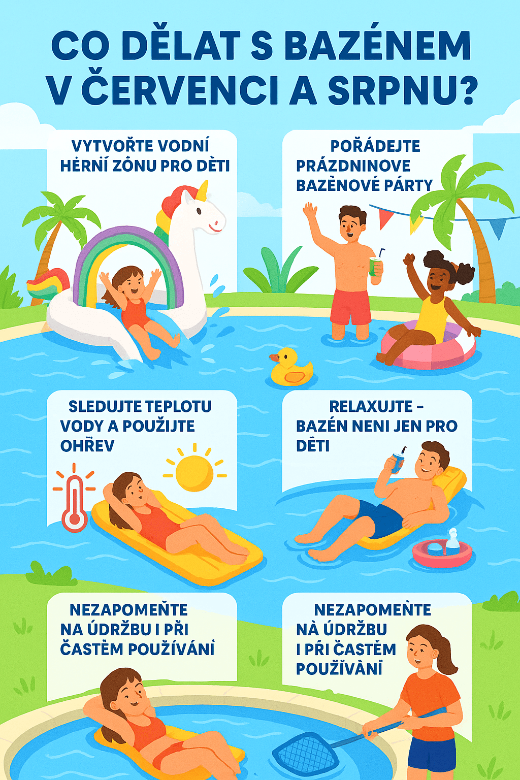 Co dělat s bazénem v červenci a srpnu? 🌊☀️