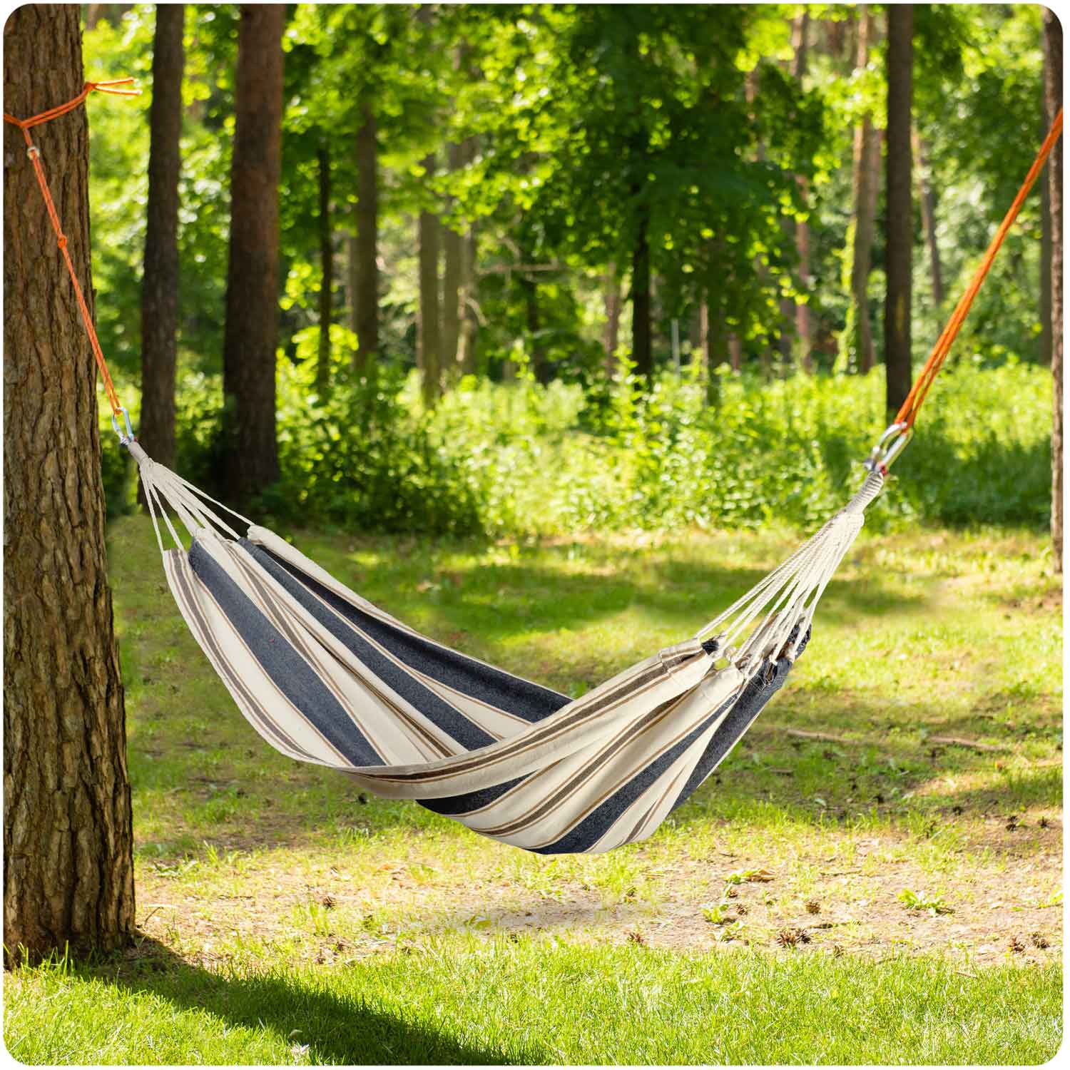 Houpací síť SINGLE modro-bílá 200x100 cm