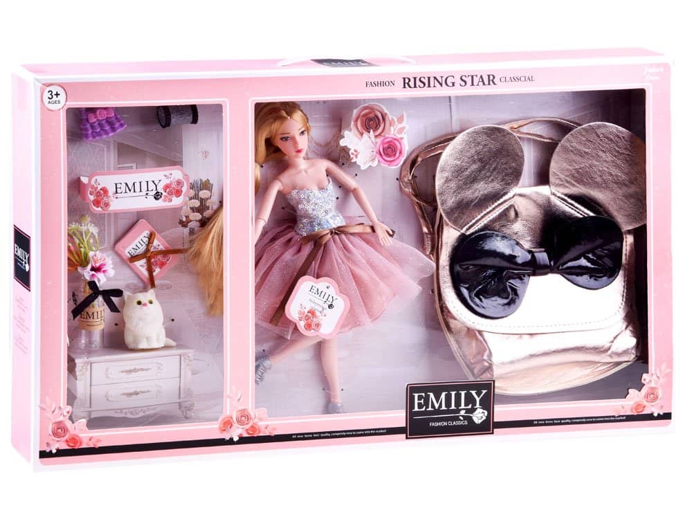 Panenka Emily s doplňky a kabelka růžovo-zlatá