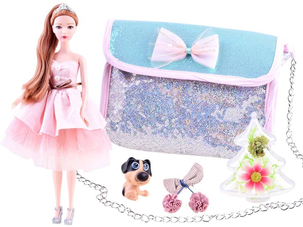 Panenka Emily s doplňky a kabelka s flitry