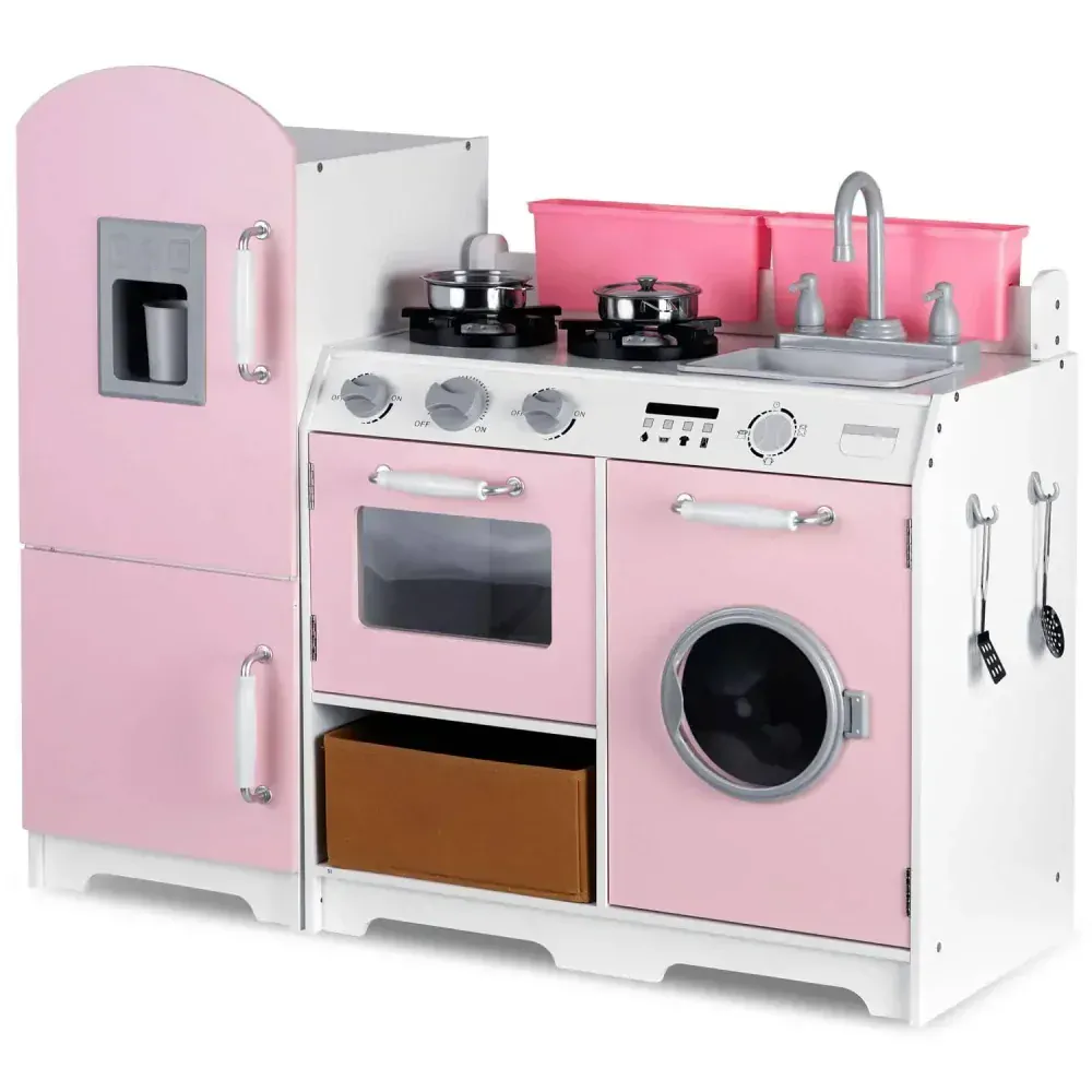 Dřevěná kuchyňka Ricokids PINK PROFI s LED