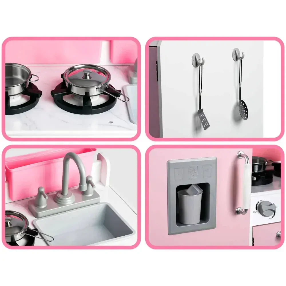 Dřevěná kuchyňka Ricokids PINK PROFI s LED