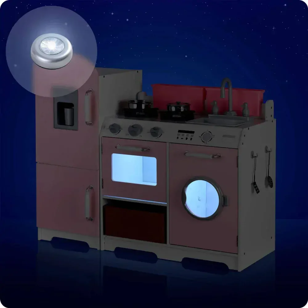 Dřevěná kuchyňka Ricokids PINK PROFI s LED