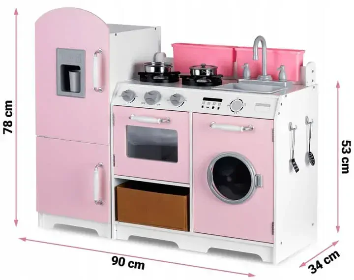 Dřevěná kuchyňka Ricokids PINK PROFI s LED