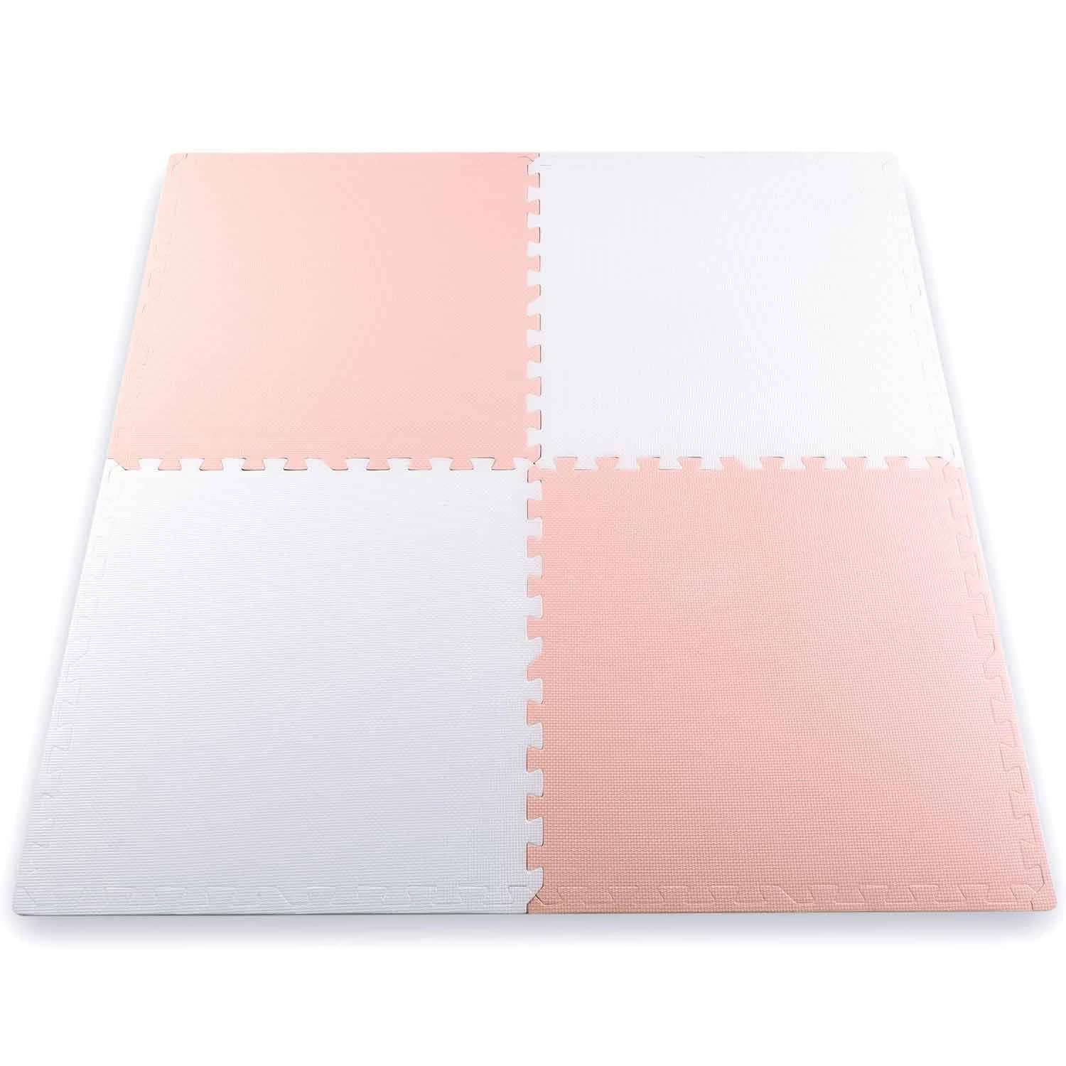 Velké pěnové puzzle 120 x 120 cm broskvově-bílé