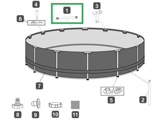 Náhradní tyč horizontální pro bazény Steel Pro MAX 305 / 366 cm, kulatá