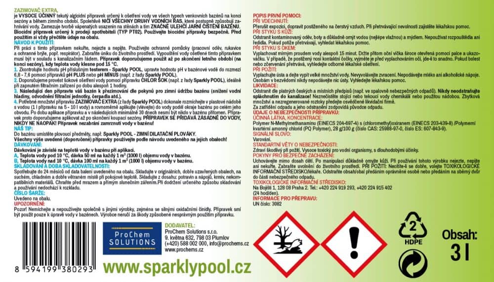 Sparkly POOL Zazimovač bazénu EXTRA 3 l