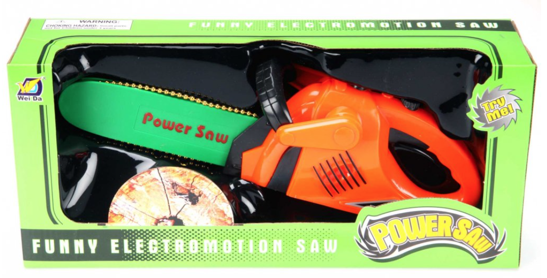 Dětská motorová pila na baterie s kládou