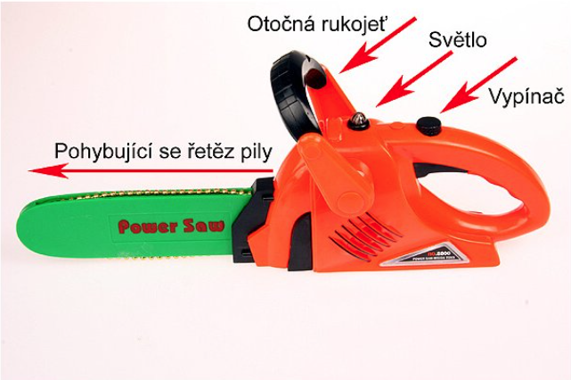Dětská motorová pila na baterie s kládou