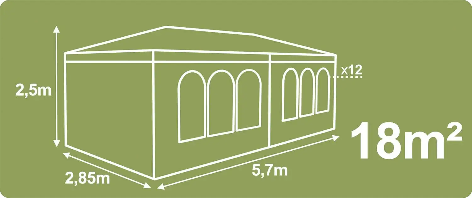 Zahradní párty stan PLONOS 3 x 6 m šedý