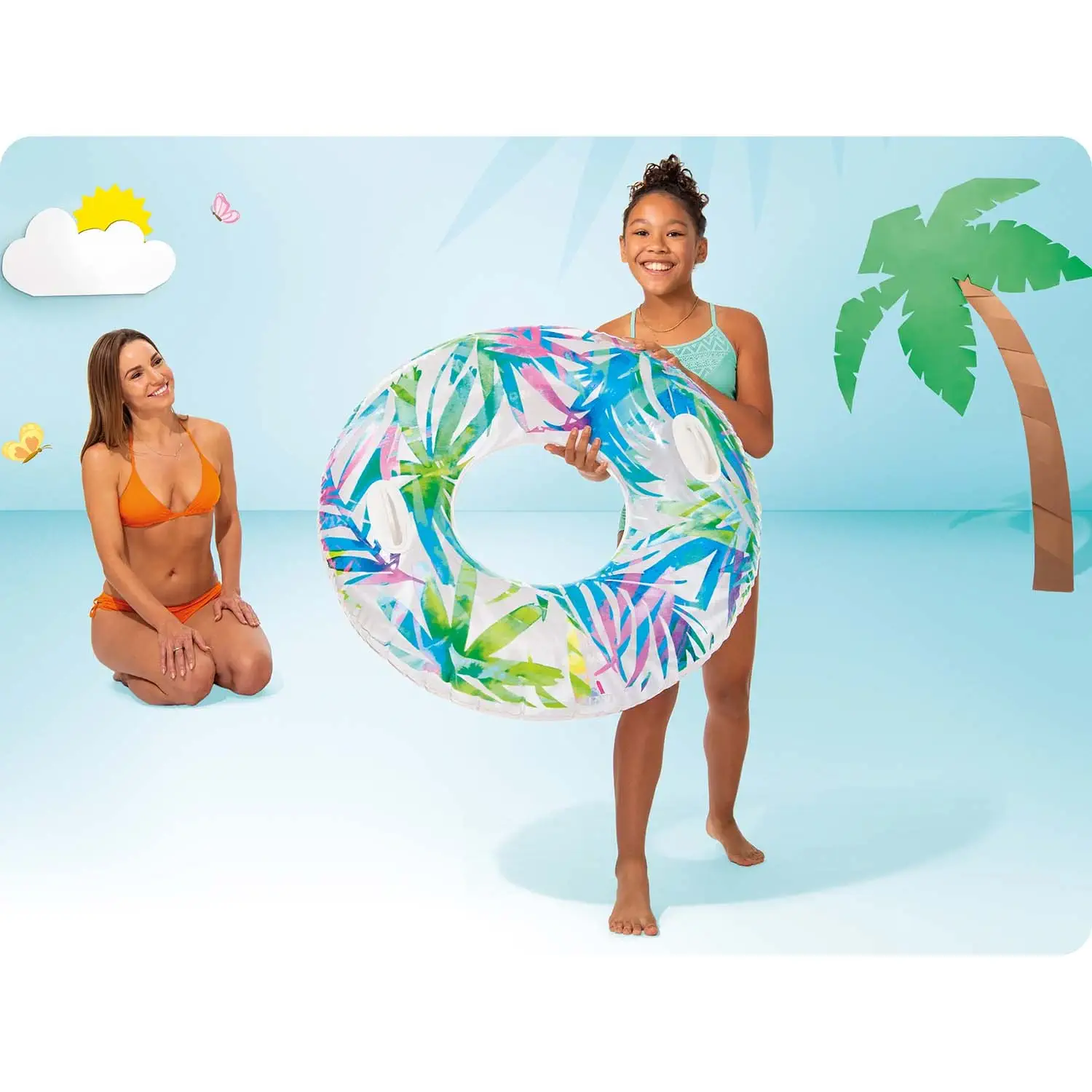 INTEX 58263 Kruh na vodu 97cm modré listí