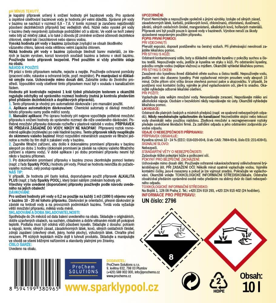 Sparkly POOL pH mínus tekutý 1L
