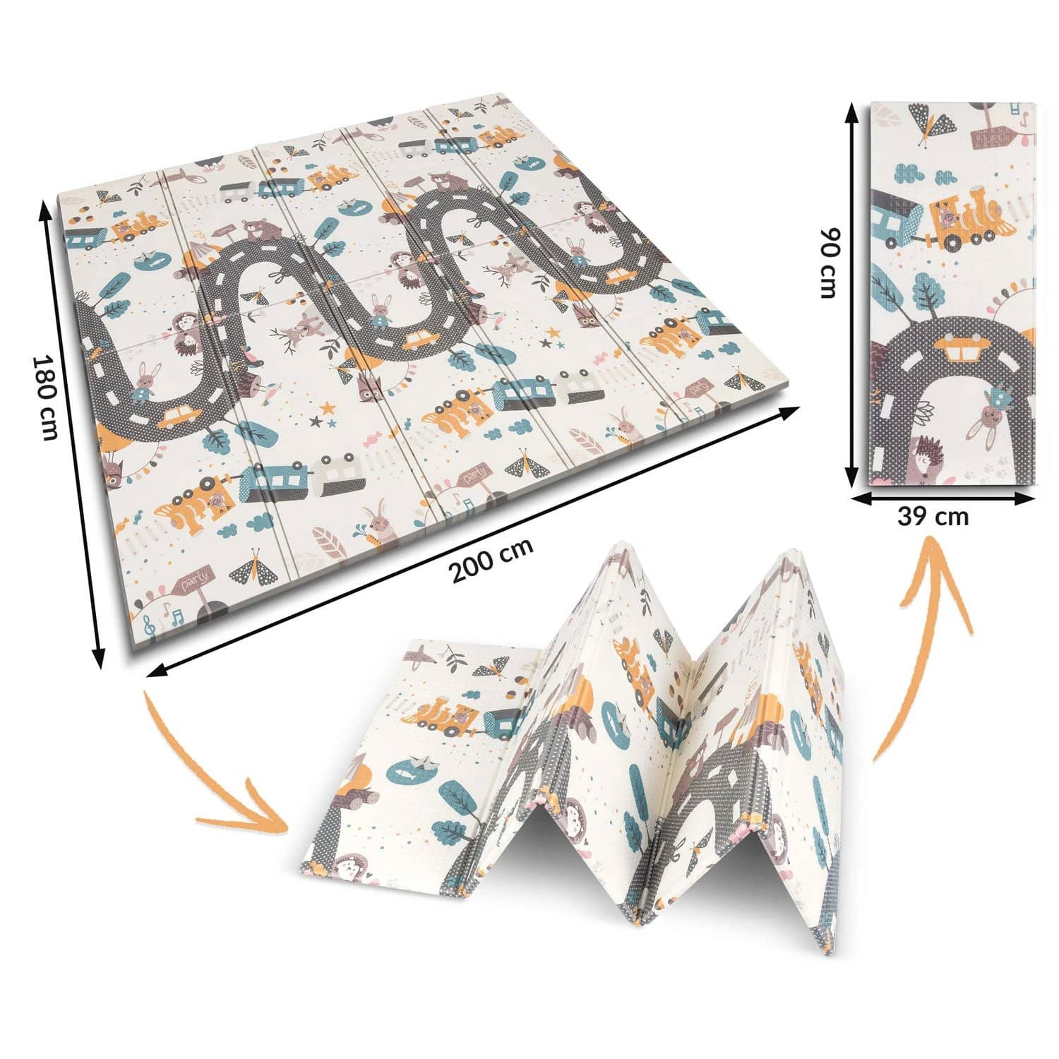 Pěnová skládací oboustranná podložka NUKIDO 200x180 cm CESTA