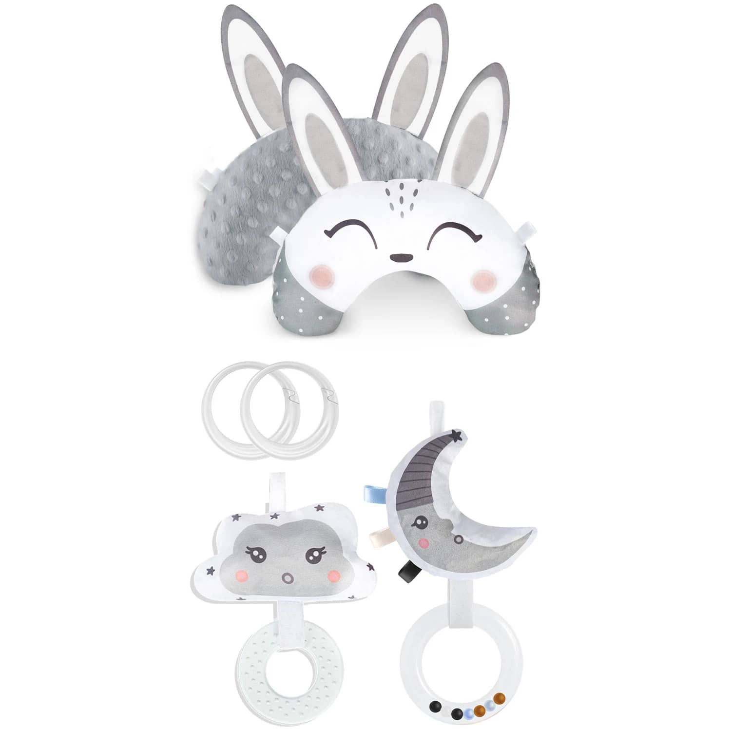 Polštář s chrastítkem a kousátkem na podložky Nukido