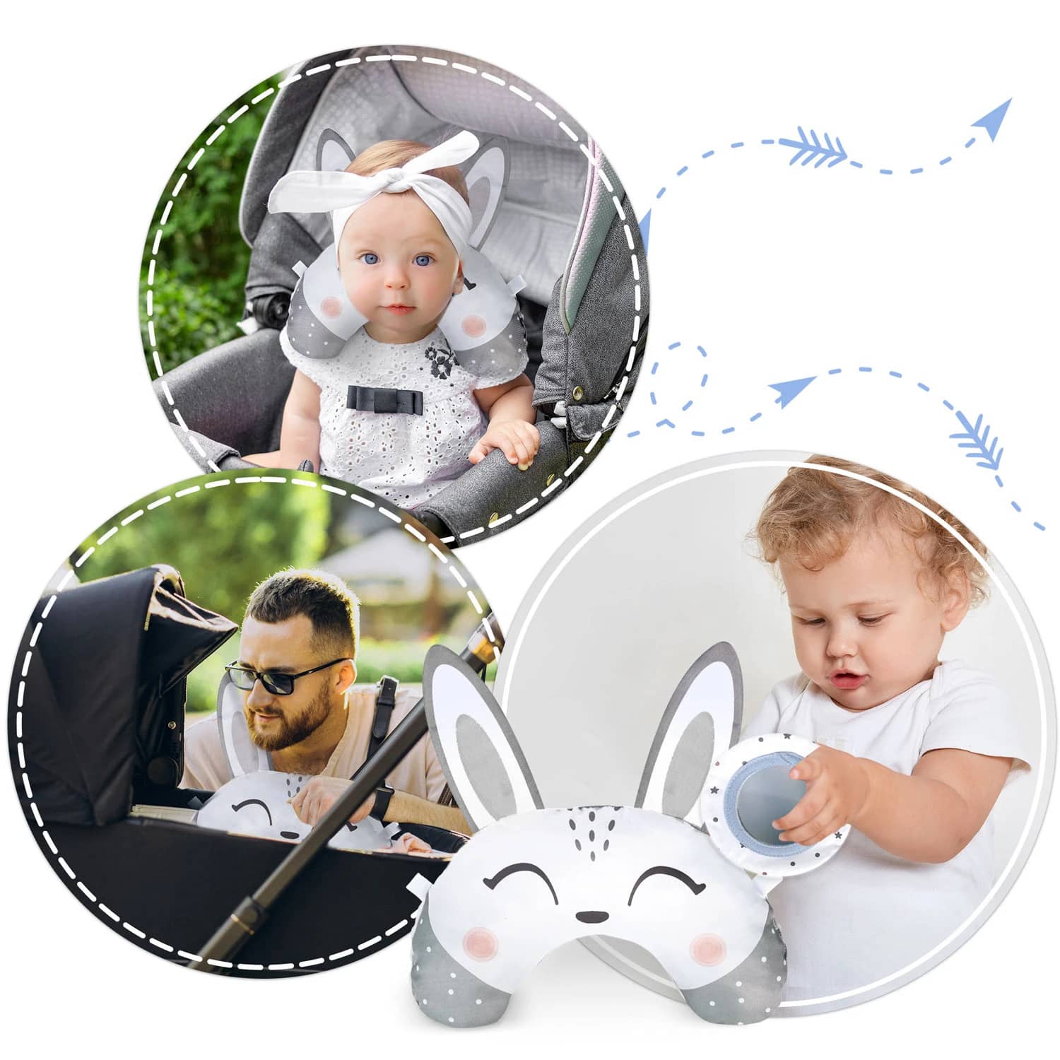 Polštář s chrastítkem a kousátkem na podložky Nukido