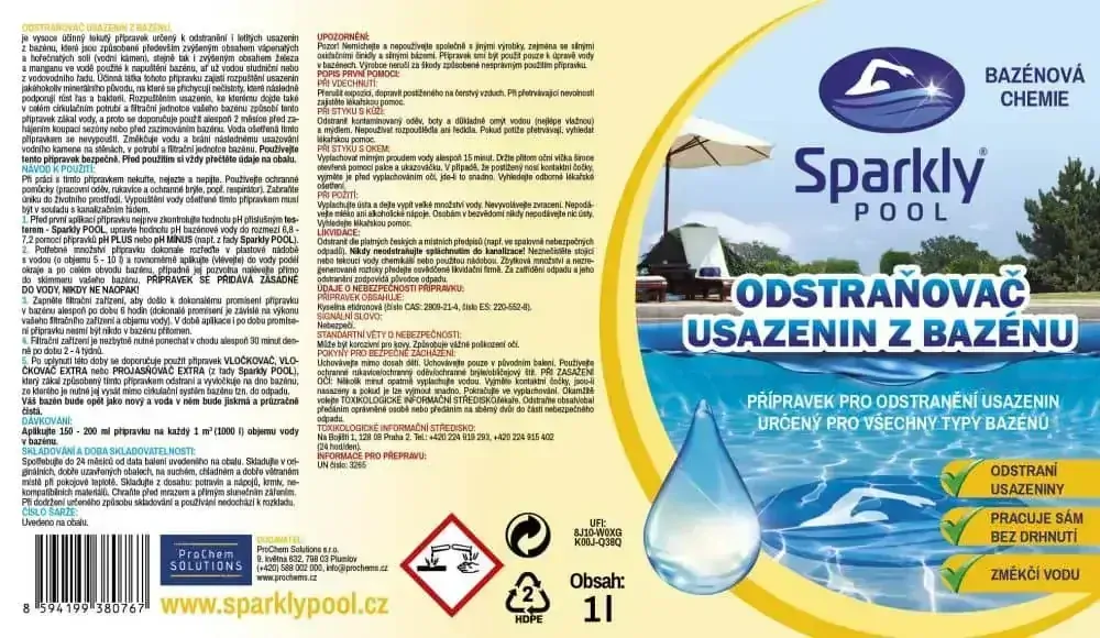 Sparkly POOL Čistič bazénu odstraňovač usazenin 1 l