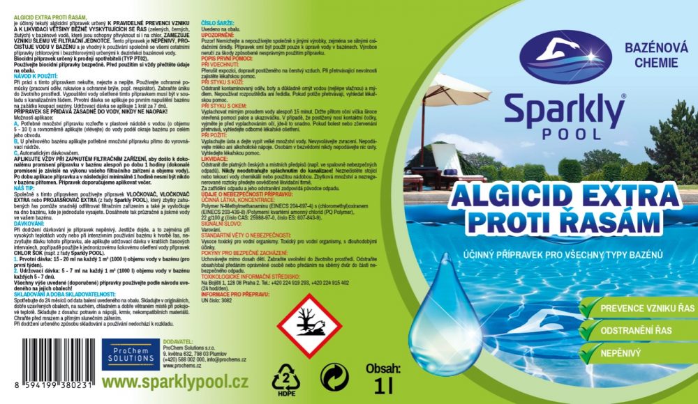 Sparkly POOL Algicid EXTRA proti řasám - Stop řasám