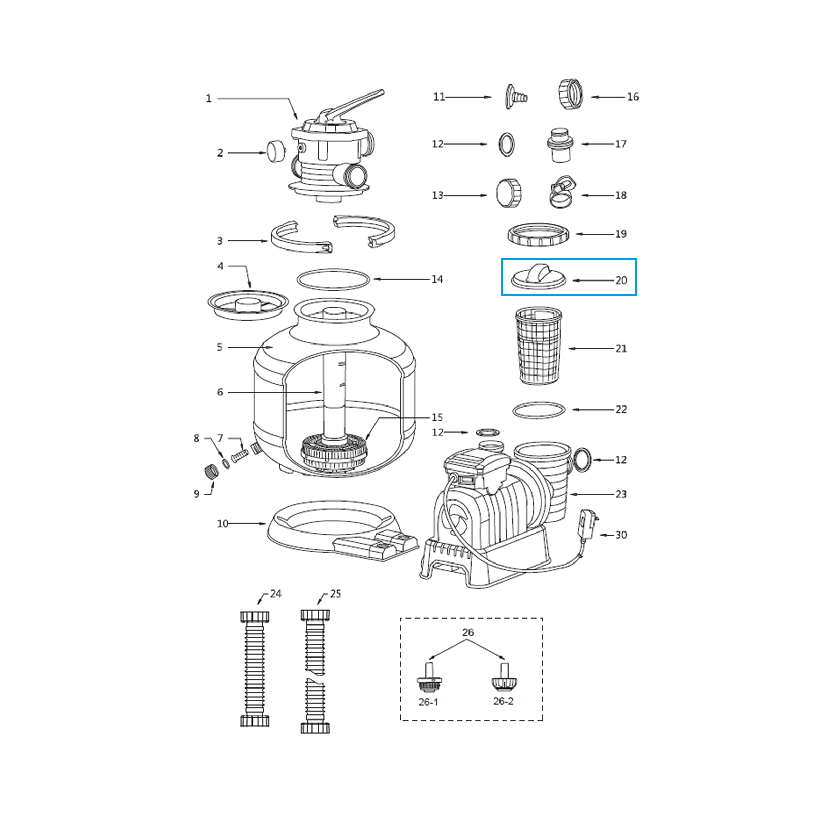 Náhradní kryt sítka předfiltru pro filtraci Bestway