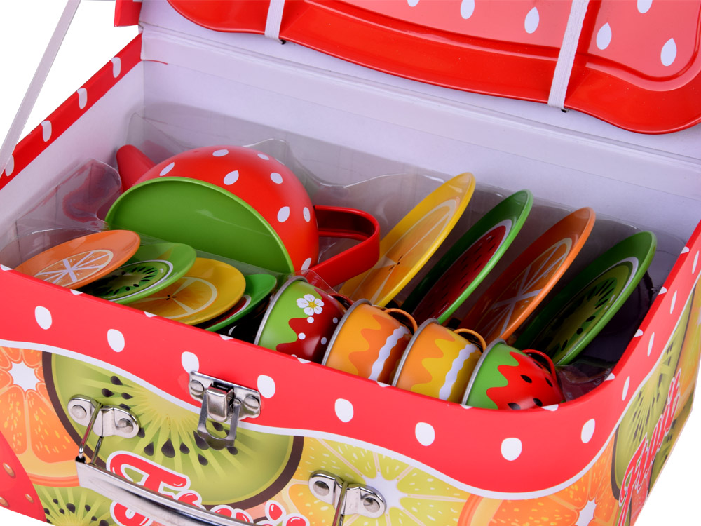 Čajová souprava s motivy ovoce v kufříku 36 kusů