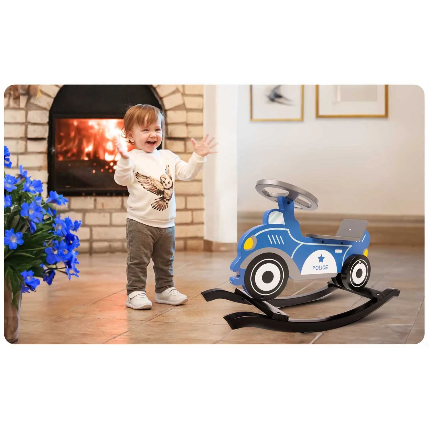 Dřevěnné houpací auto Ricokids policie