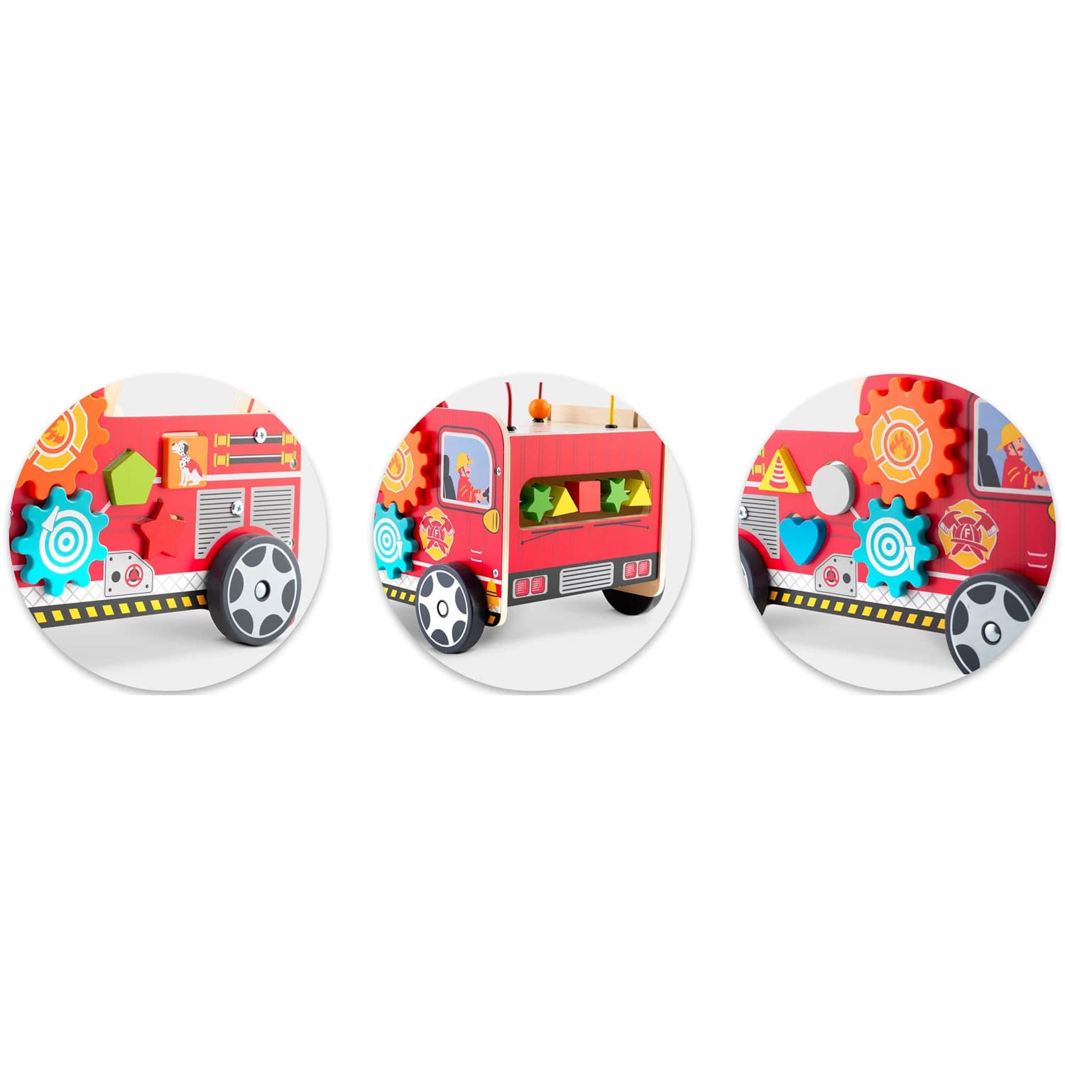 Dřevěné edukační chodítko s kostkami FIREMAN