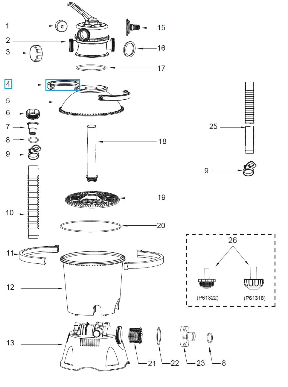 Náhradní svorka příruby pro pískové filtrace Bestway P03823