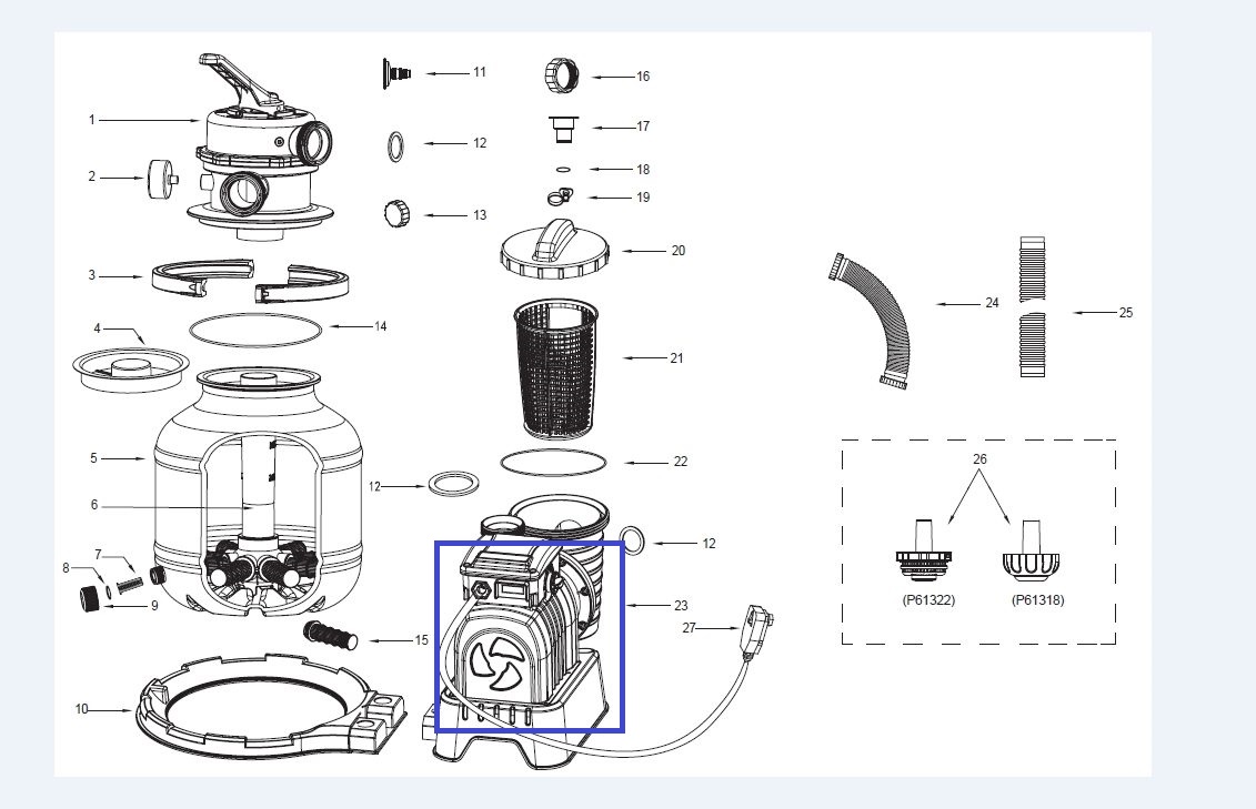 Náhradní těsnění KAPKA v motoru pro různé pískové filtrace Flowclear