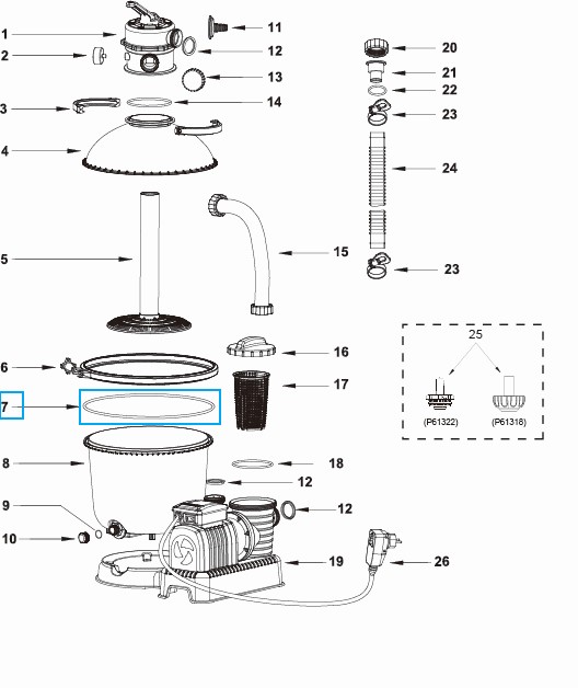 Náhradní těsnění pro filtraci 3785  l/h Bestway P6623
