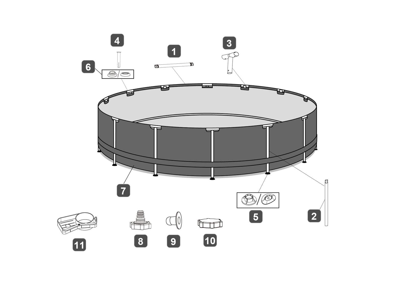 Náhradní tyč horizontální pro bazén Bestway Steel Pro MAX 305/366 x 76 cm, kulatá