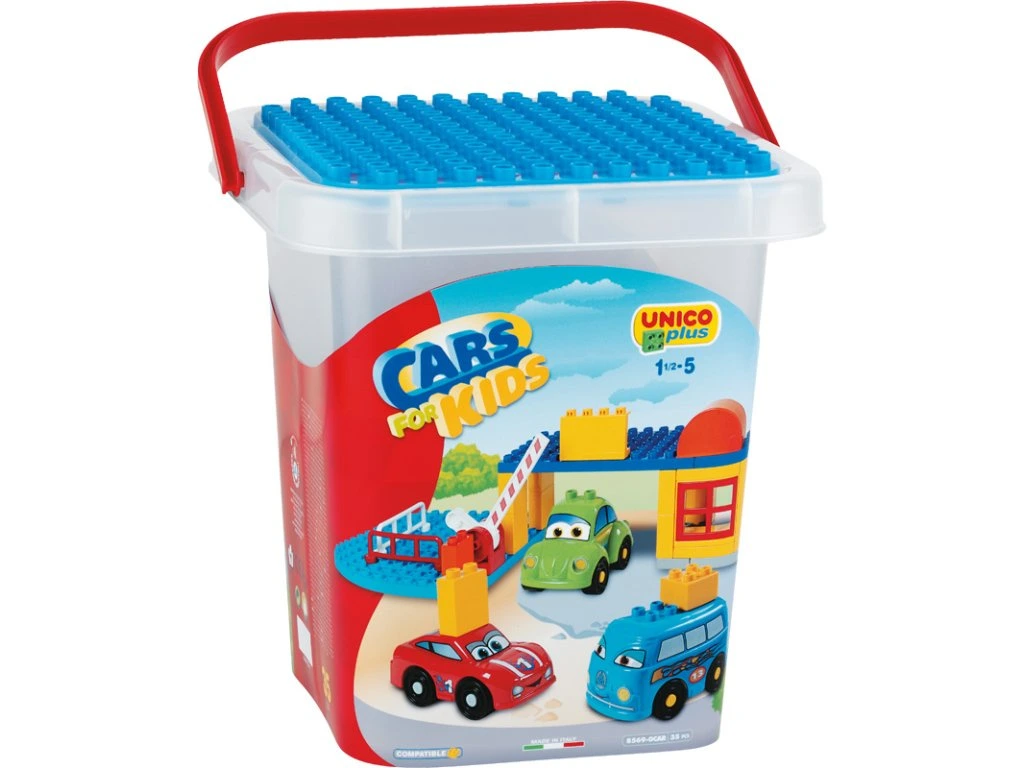 Stavebnice Unico Plus Auta 35 ks v kyblíku