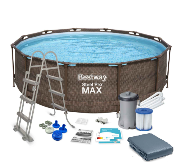 Bestway Bazén Steel Pro Max Rattan 3,66 x 1 m s krycí plachtou