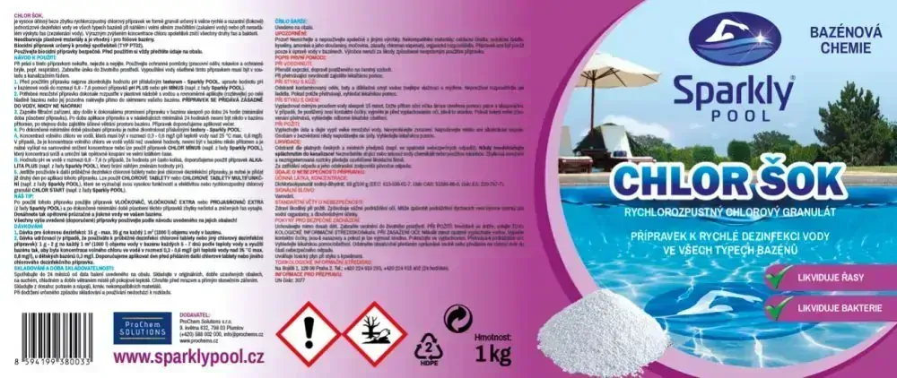 Sparkly POOL Chlor šok 1 kg