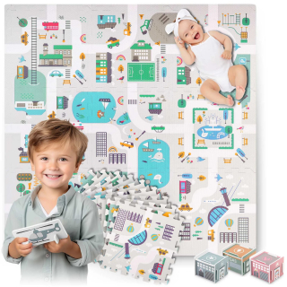Dětské pěnové puzzle 120x120 cm s potiskem MĚSTA
